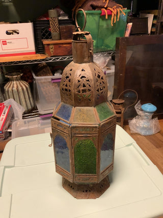 MG metal and glass Moroccan lantern|89731