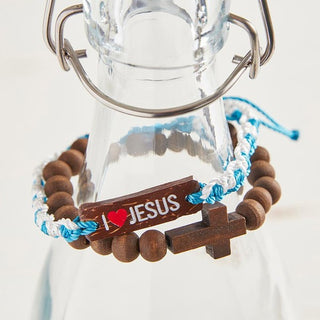 CROSS BEAD BRACELET-BROWN RSV|64761