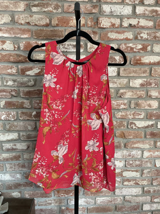 Vince Camuto Red Floral Tank Sz L 00920225 RCD|52676