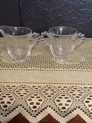 Vintage Clear Imperial Glass Cream and Sugar Set-RCD|74218