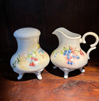 2pc Signed Hand Painted Berry Cream & Sugar NM MTS|65649