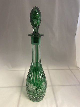 Green Cut to Clear Crystal Decanter rcd|75244