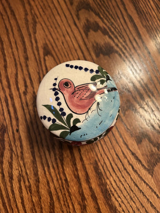 Mexican Folk Art Trinket Dish with Lid, 3" x 2"   MTS|71637