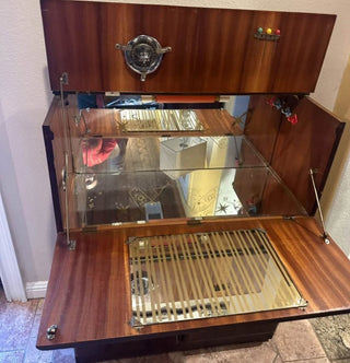 Mid Century Bar with Atomic Stars Mirror, Glass Shelf & Light #47 VV MTS|96099