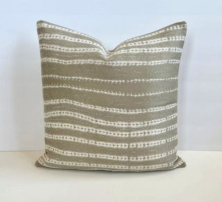 18x18 beige ikat striped pillow RSV|51138
