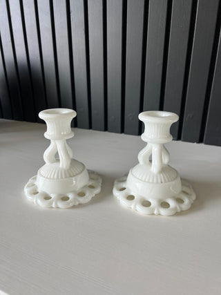 Milk glass candleholder set of two RSV|119161