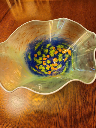 50% OFF! MCM Hand-Blown Italian Ruffled Handkerchief Glass Bowl RCD|79466