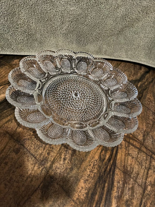 Vintage Indiana Glass Hobnail Deviled Egg, Tray Platter RSV|123109