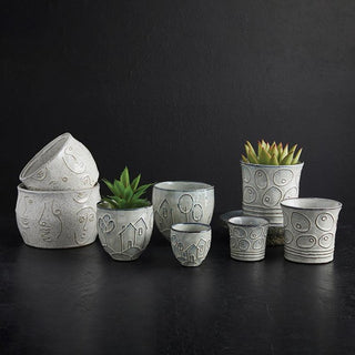 BLUE HOUSE POT - MED. RSV|64735