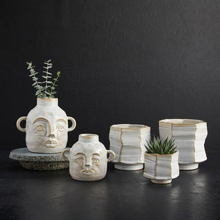 WHITE GLAZED POT - MED.  RSV|64737