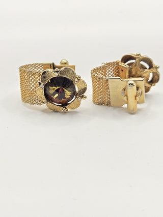 Vintage brown gold tone cufflinks RSV|110982