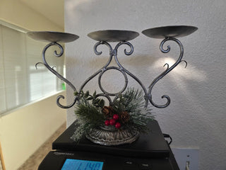 Metal candle holder decorated for Christmas|123372
