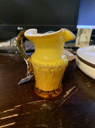 Yellow Blown Glass Pitcher|46657