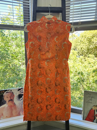 Vtg 60s Orange Embellished Dress MTS|101908