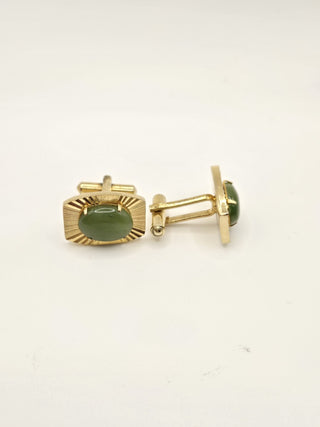 Jade cufflinks, vintage goldtone, RSV|110919