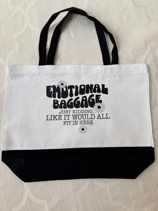 Large White Reuseable Canvas Tote Bag Emotional Baggage RCD|81888