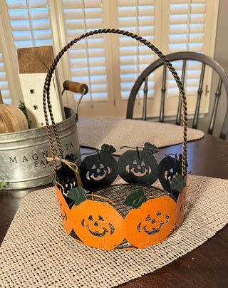 10" Metal Pumpkin Basket RSV|112238