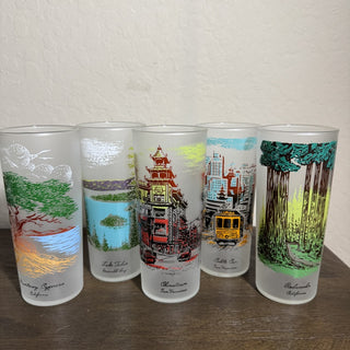 Vtg Libbey CA Landmarks Highball Set of 5 MTS|117121