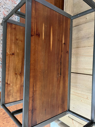 METAL & WOOD TABLE WITH 2 METAL BASKET DRAWERS 24.5H  x 13D x 29.5W (KJS) RCD|65624