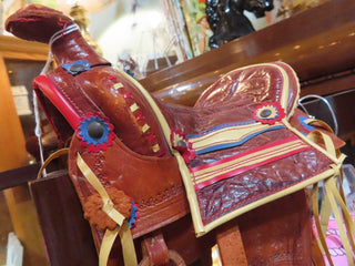 Mini leather saddle missing 1 stirrup RCD|93535