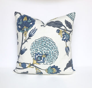 22x22 teal, yellow and blue floral pillow|51140