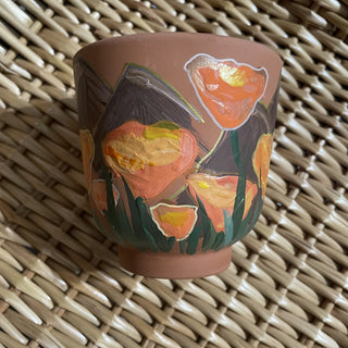 Handpainted Poppy Terra Cotta Pot RSV|114513