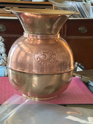 Vtg. Brass & Copper spitoon, "Havana 5 Cent Cigars" RCD|27193