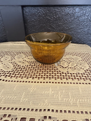 Mid Century Modern Handblown Footed Amber Bowl-RCD|99236