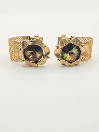 Vintage brown gold tone cufflinks RSV|110981