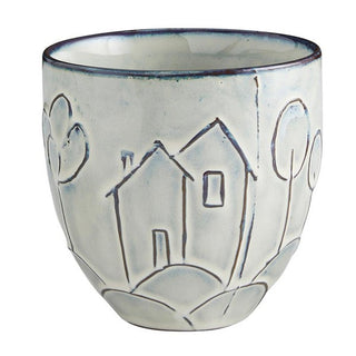 BLUE HOUSE POT - MED. RSV|64734