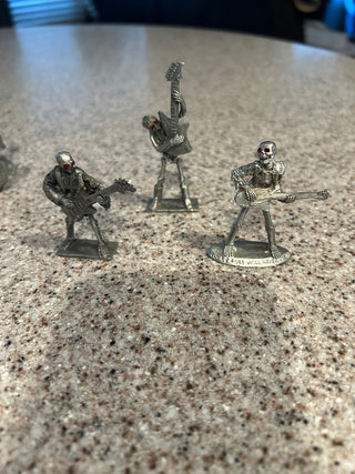 7 piece pewter skeleton rock band|121127