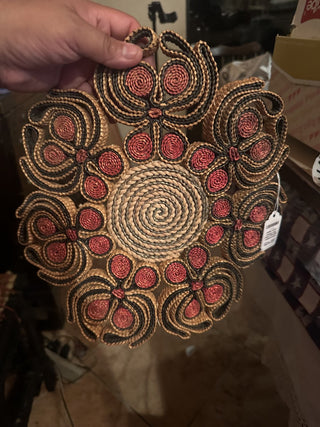 Raffia Triviet Orange, Red, Green, beautiful craftsmanship #63 VV MTS|103412