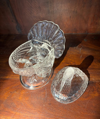 2pc Vtg LE Smith clear glass turkey dish NM|111727