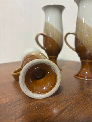 3pc MCM Ceramic Brown Layered Coffee Mugs #78 MTS|65332