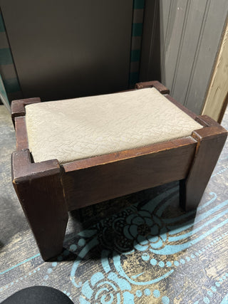 Vintage Wooden Upholstered Stool (LZD - RSV)|57283