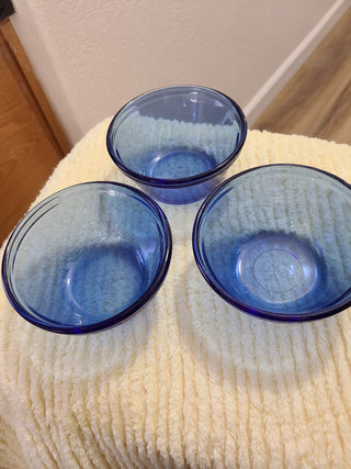3 Anchor Hocking Cobalt Blue Glass Custard Cups, RCD|87715