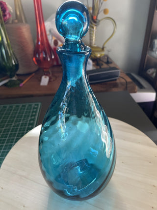Handblown turquoise Decanter with stopper RSV|66321