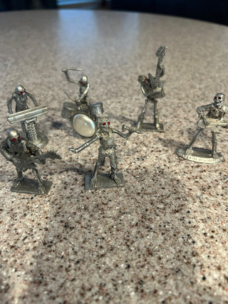 7 piece pewter skeleton rock band|121125