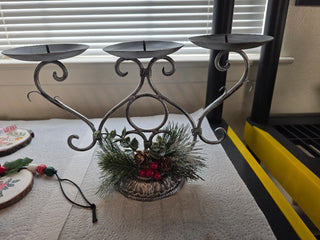 Metal candle holder decorated for Christmas|123371