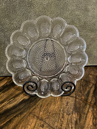Vintage Indiana Glass Hobnail Deviled Egg, Tray Platter RSV|123108