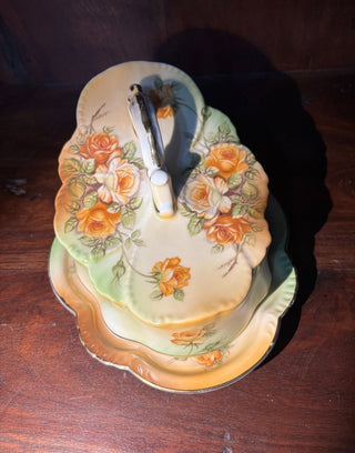 2pc Rose Motif Cheese Dish-NM|111729