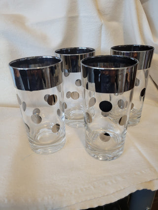 1960's Dorothy Thorpe Silver Dot Bar Glasses Set of 4 RCD|60918