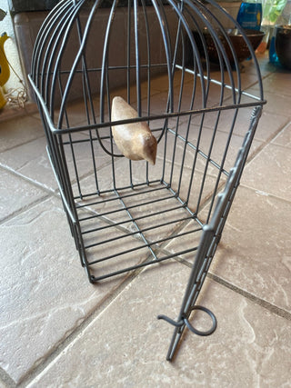 Metal Bird Cage w/ Wooden Bird|57102