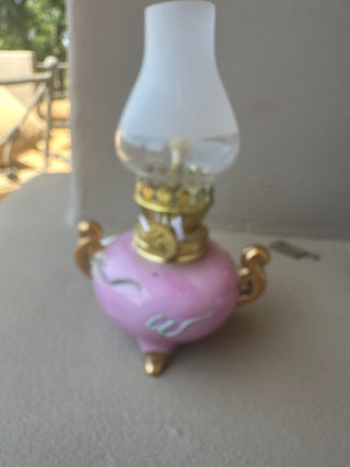 Miniature Porcelain Oil Lamp - made in Japan, uses kerosene RCD|78610