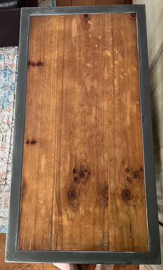 METAL & WOOD TABLE WITH 2 METAL BASKET DRAWERS 24.5H  x 13D x 29.5W (KJS) RCD|65626