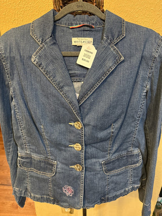 Embroidered denim jacket  Pink floral Size Med  #SM RCD|67511