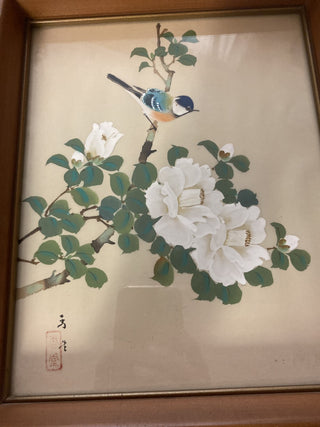 Mid century Japanese painting on silk or linen 8x10 RCD|62764