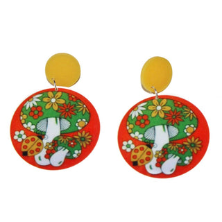 70's mushroom circle Earrings|53796