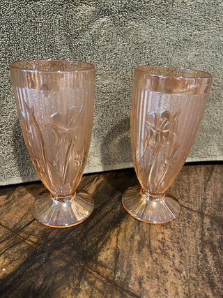 Vintage Marigold Carnival Glass "Iris and herringbone" Goblet or Wine GlassRSV|122336