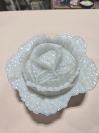 Westmoreland Milk Glass Cabbage Dish with Lid - KC|76109